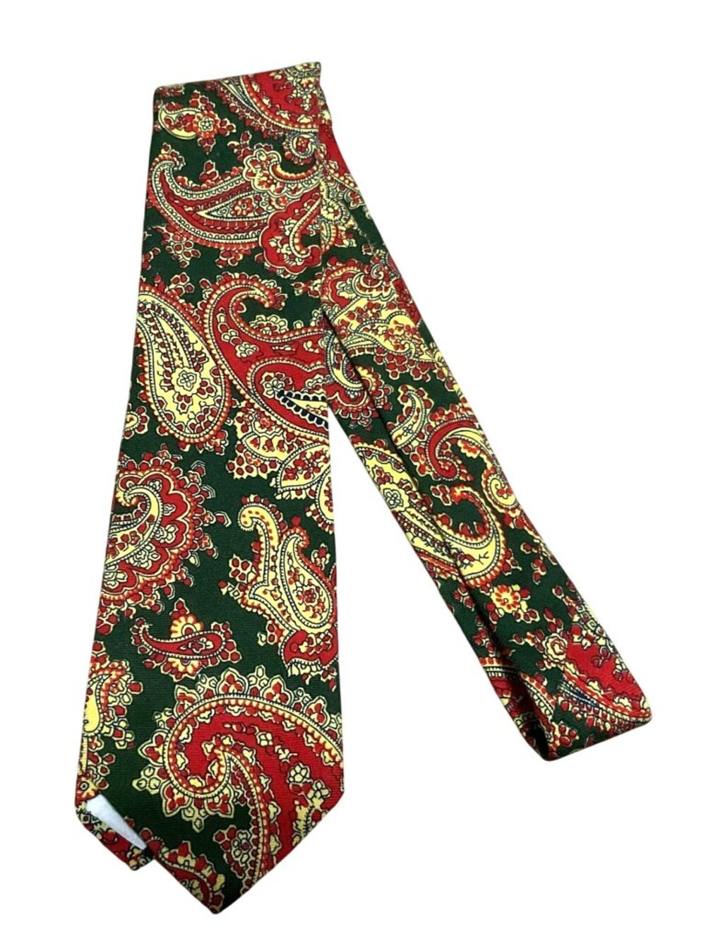 Vintage Johnny Carson Red & Green Paisley Necktie 100% Acrylic 54" x 3.5"